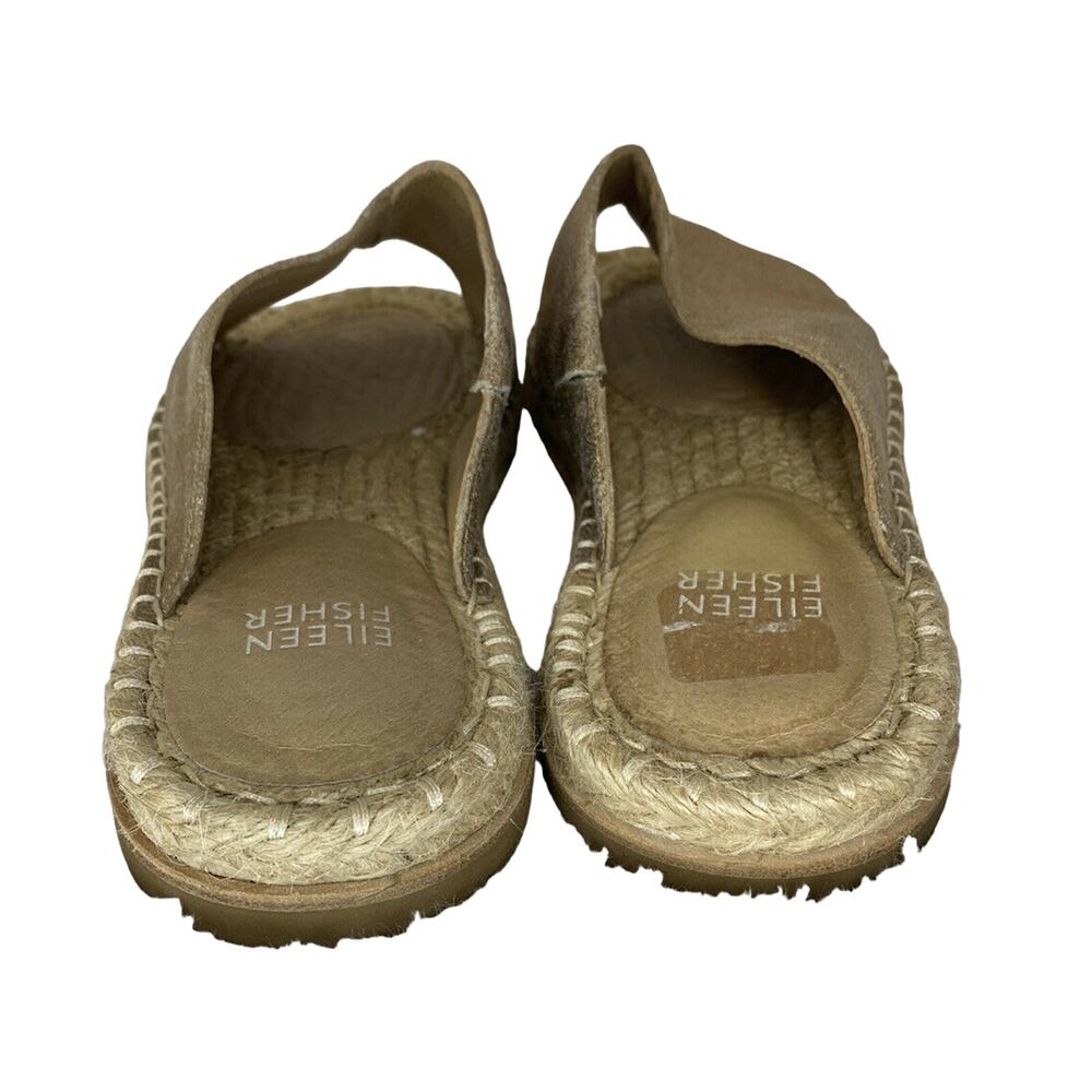 EILEEN FISHER Milly Gold Metallic Suede Espadrille Sandal Size 5.5 #EF46536B - Picture 4 of 9